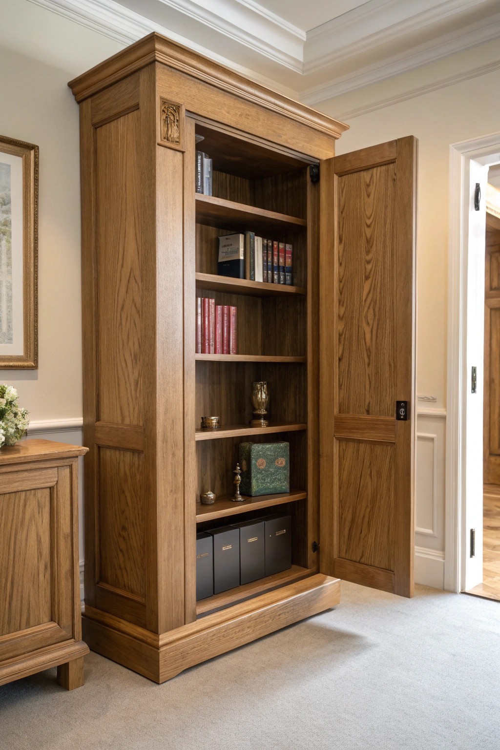 Unlock style and storage with a hidden bookshelf door—where elegance meets ingenuity.