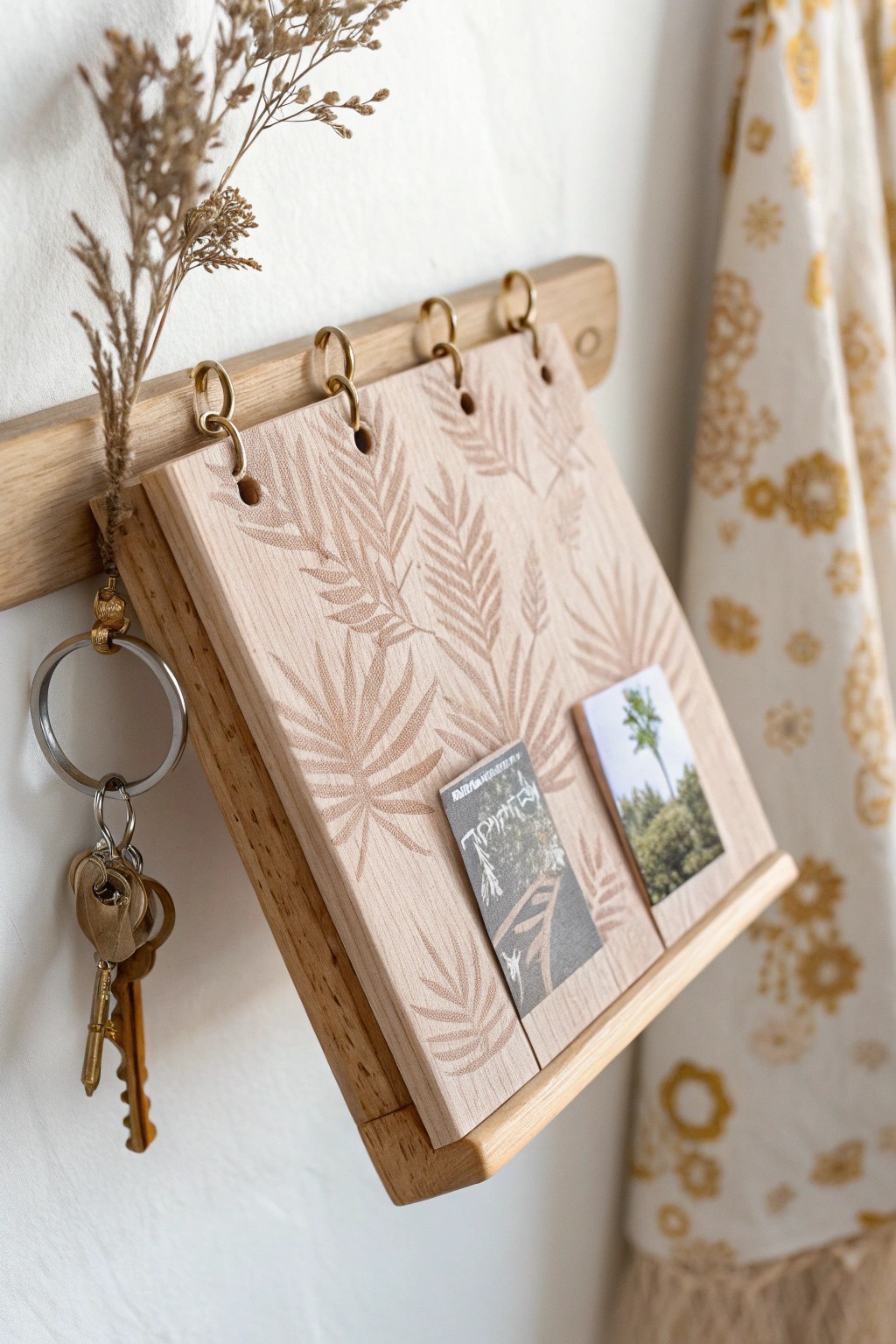 A handcrafted mini photo album key holder: where every hook holds a memory.