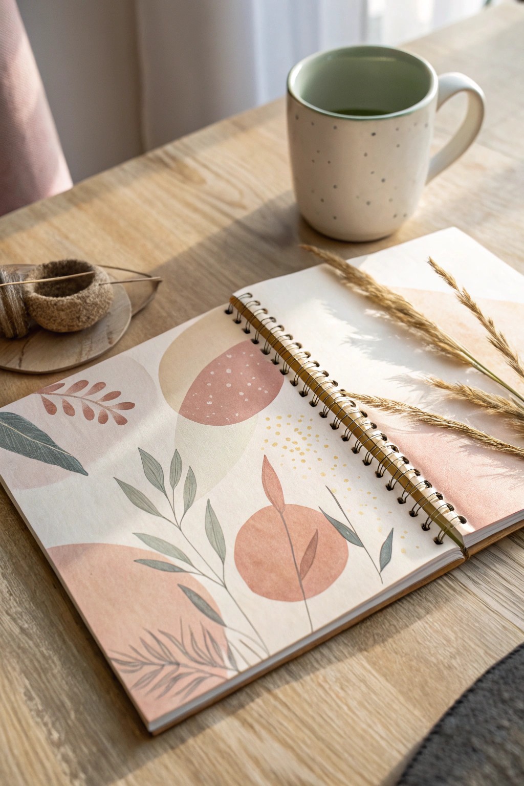 Let your mood flow onto the page with abstract shapes and calming colors.