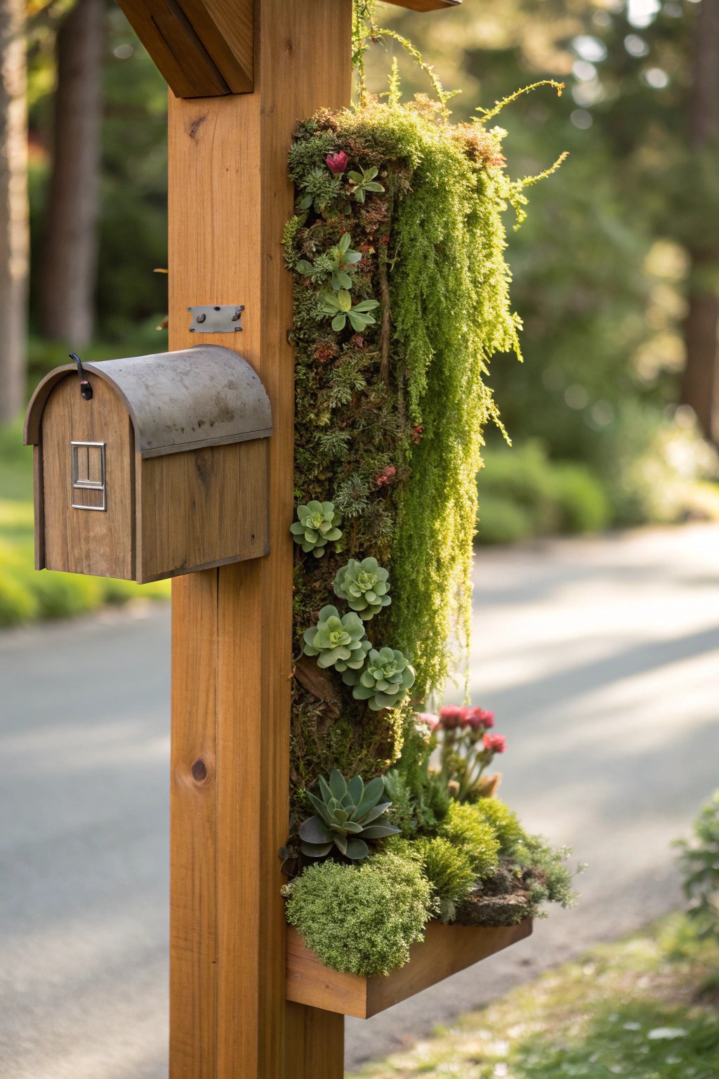 Elevate your curb appeal with a living vertical garden mailbox post—where nature meets function.