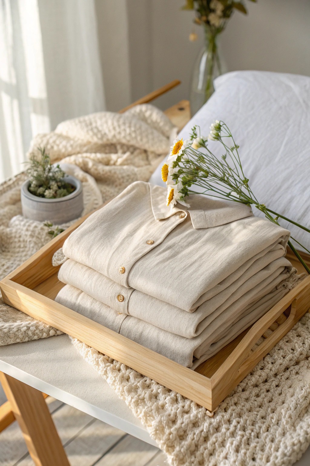 Chic comfort: linen pajamas set the scene for a dreamy movie night in.