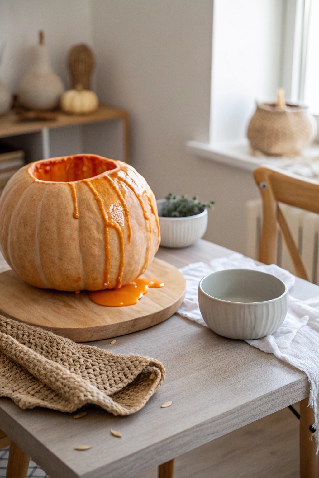 Whimsical Pumpkin Slime Art: A playful, handcrafted centerpiece for autumn gatherings.
