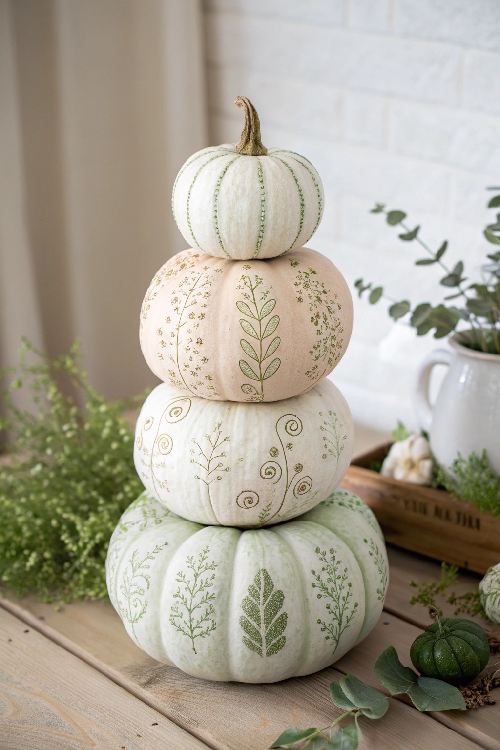 Whimsical pumpkin topiary: Minimalist autumn magic with a handcrafted touch.