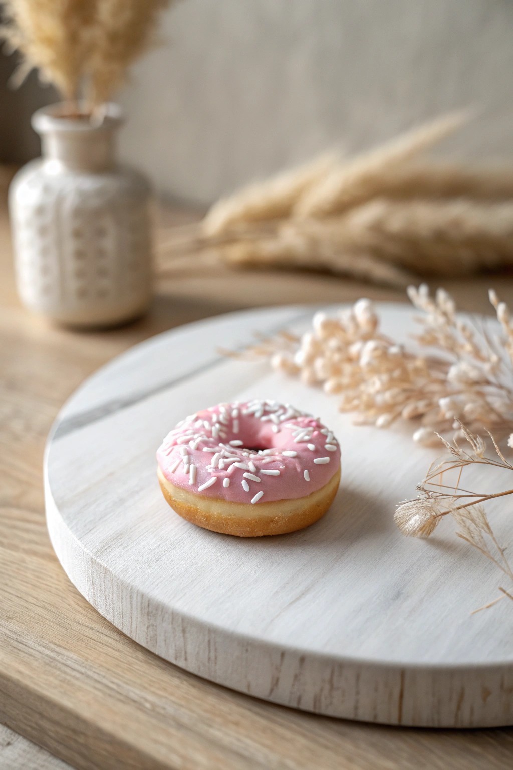 Delicate clay donut: a touch of playful artistry for your minimalist space.