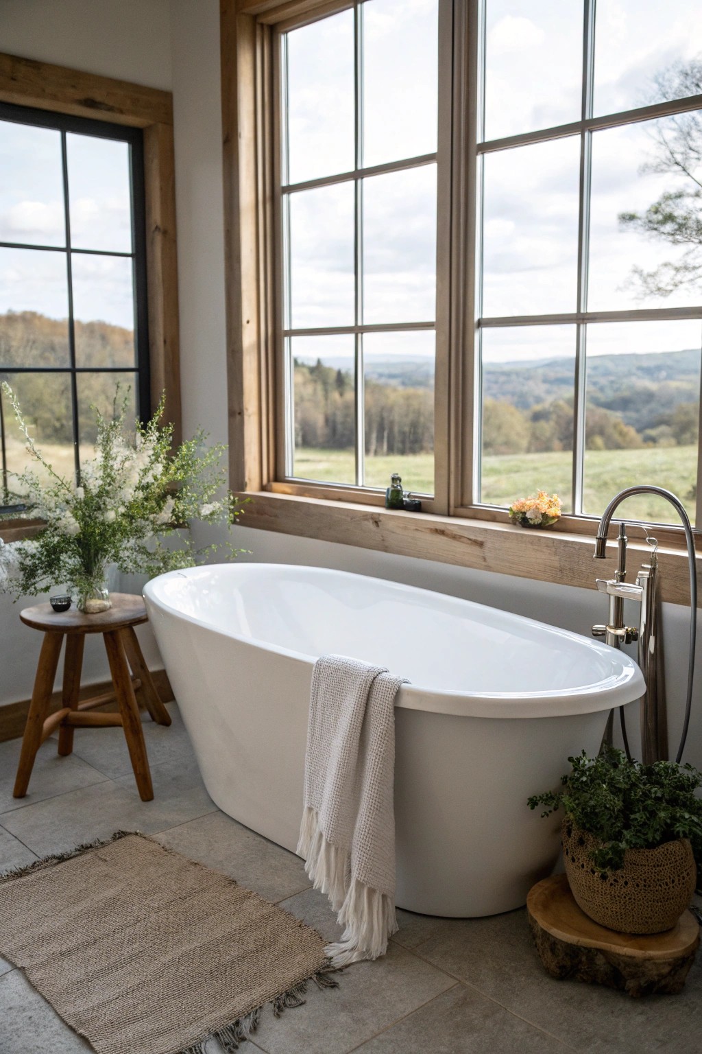 Soak in tranquility—where farmhouse charm meets nature’s view.