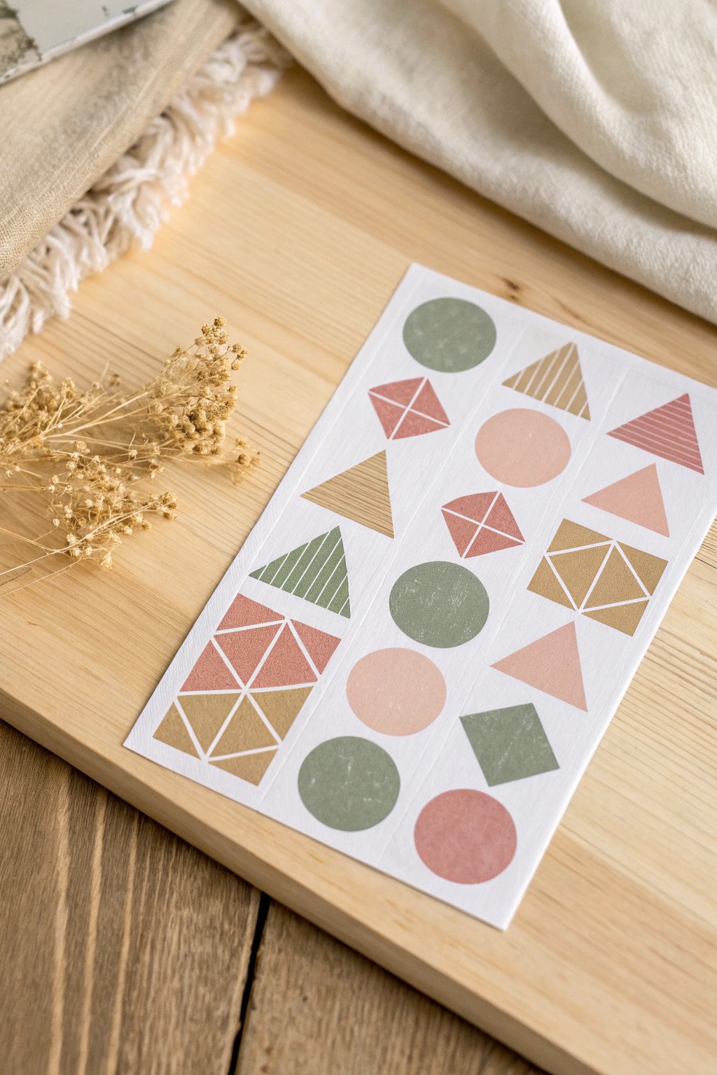Scandi-inspired geometric sticker sheet for modern, creative organization.