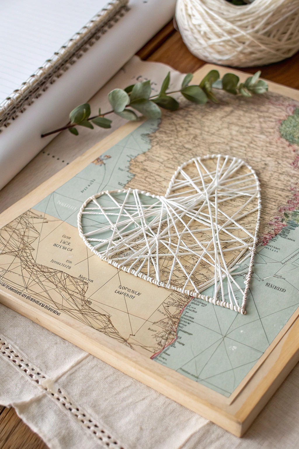 Upcycled map string art—where travel memories meet minimalist beauty.