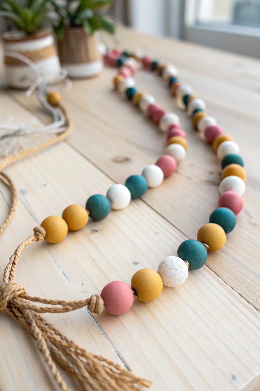 Handcrafted clay beads in bold colors—simple, playful, and perfectly boho chic.