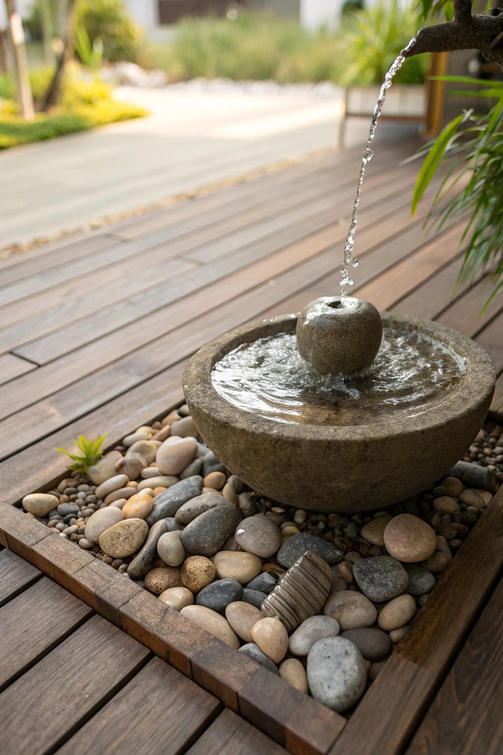 Bring spa-like serenity to your deck with a handcrafted stone water fountain.