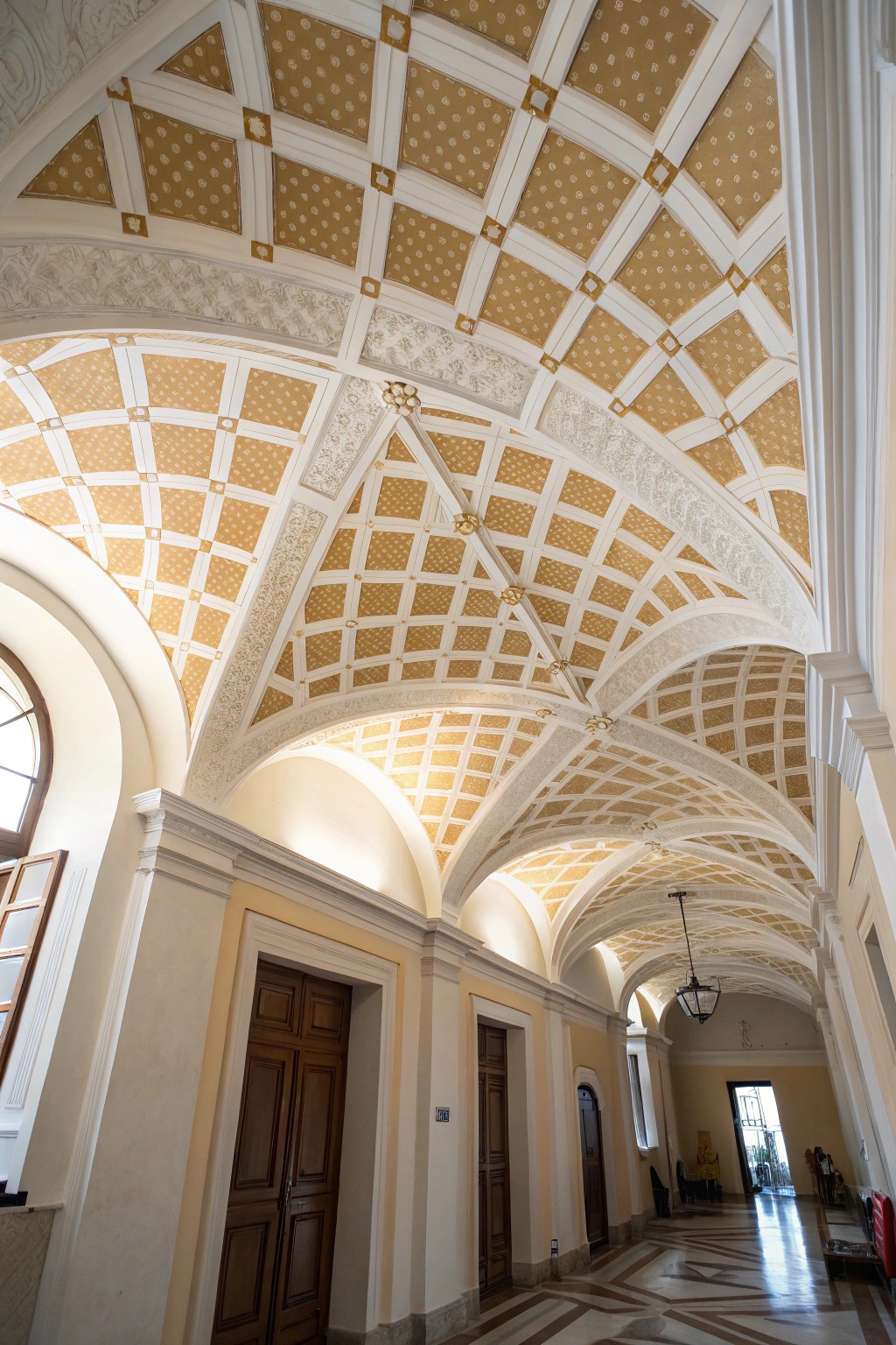 Elevate your entryway with a handcrafted checkerboard ceiling—where simplicity meets stunning detail.
