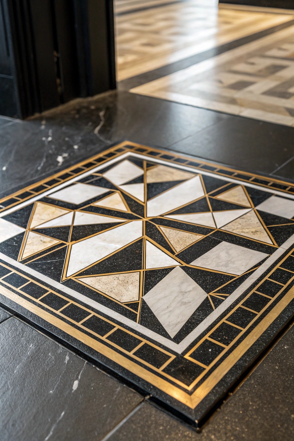 Elevate your bathroom with a touch of Art Deco glamour—bold patterns, timeless elegance.