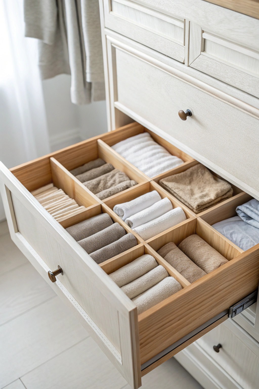 Effortless order: Transform your drawers with handcrafted wooden dividers.