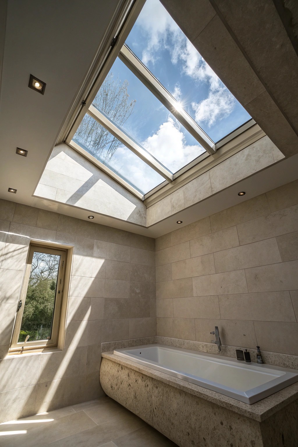 Let moody skylights bathe your bathroom in mysterious, natural light.