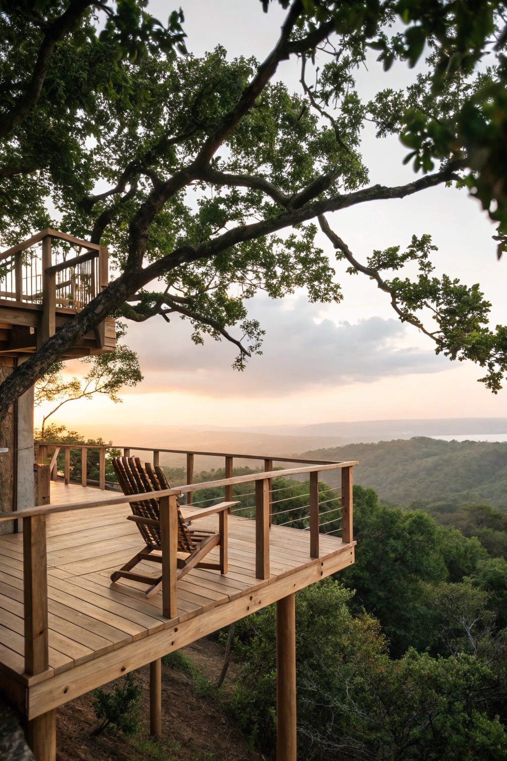 Wake up above the trees: a serene deck loft for sunrise moments.