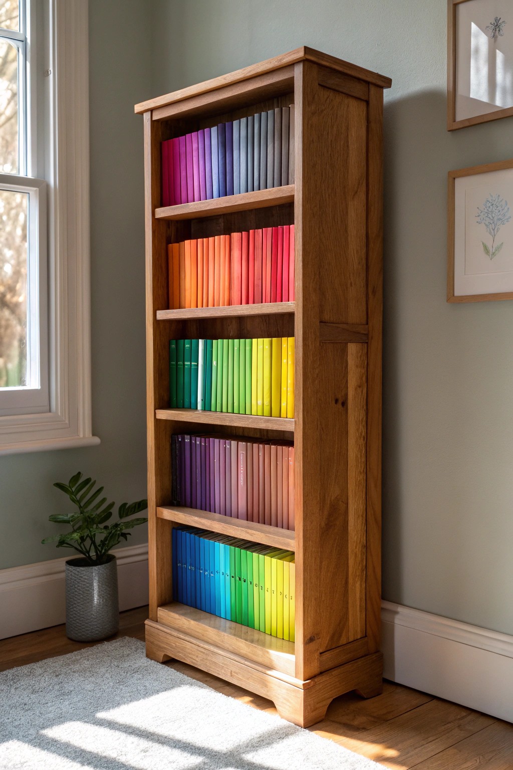 Turn your storage into art—color-code your bookshelf for instant wow!
