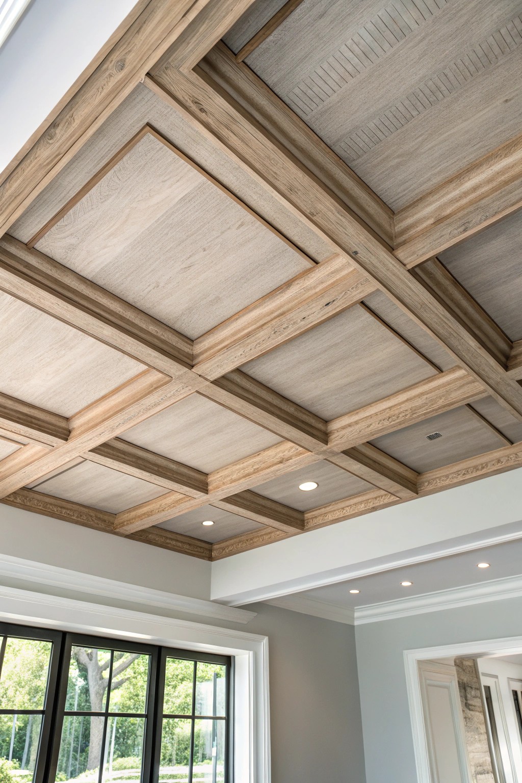 Elevate your space with the timeless beauty of a modern coffered ceiling.