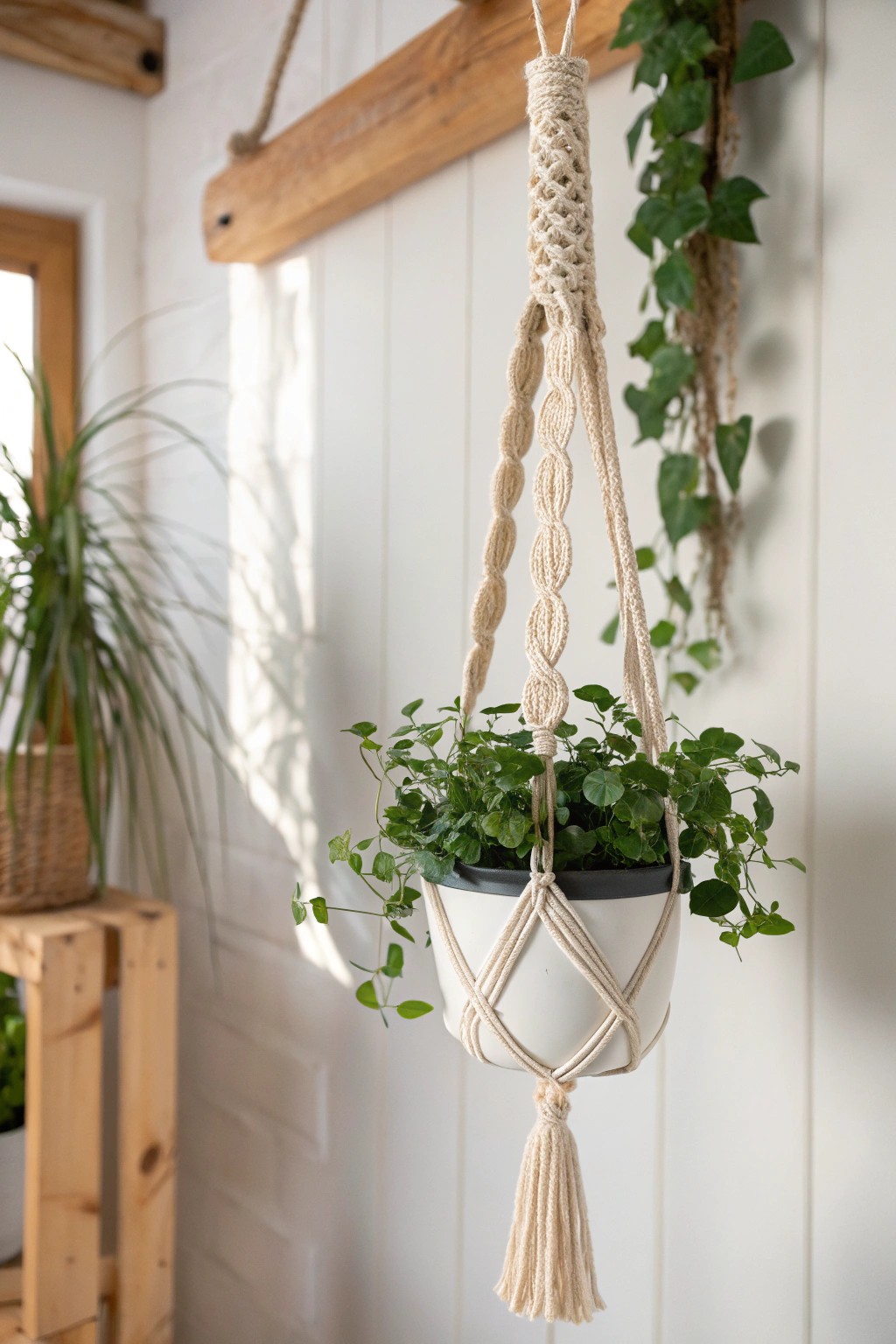 Elevate your space with a handcrafted crochet plant hanger—where simplicity meets natural beauty.