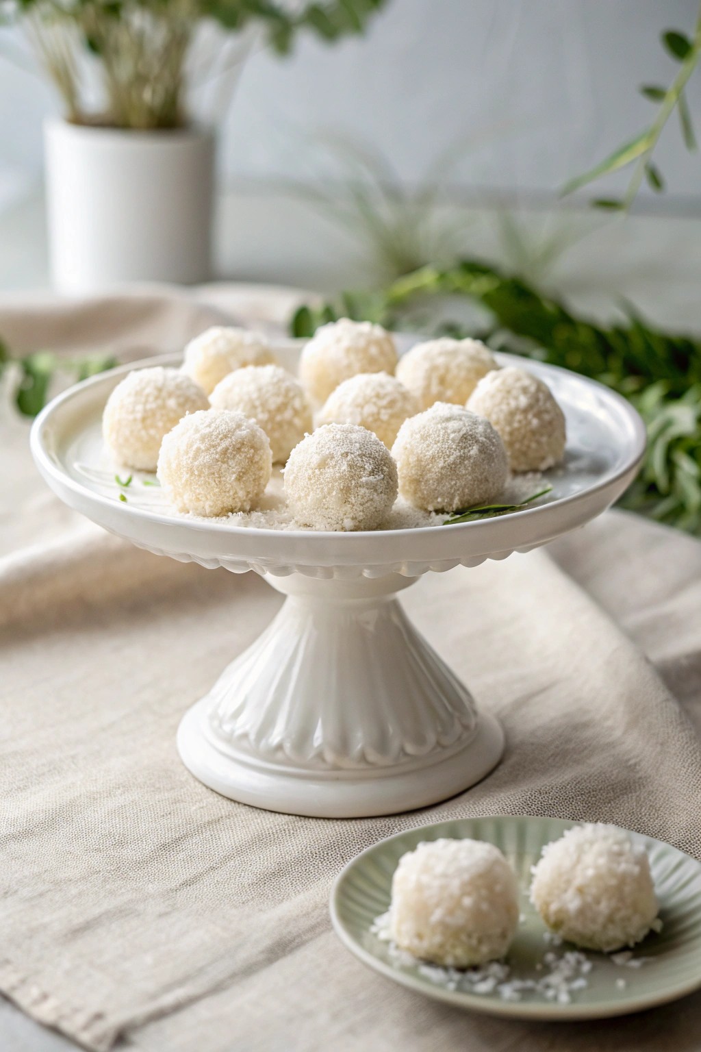 Chic simplicity: an all-white dessert centerpiece for your minimalist table.