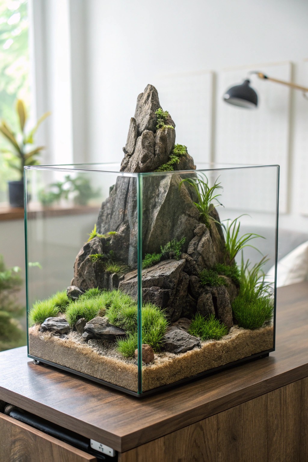 Bring the serenity of the mountains into your space with a handcrafted alpine aquascape.