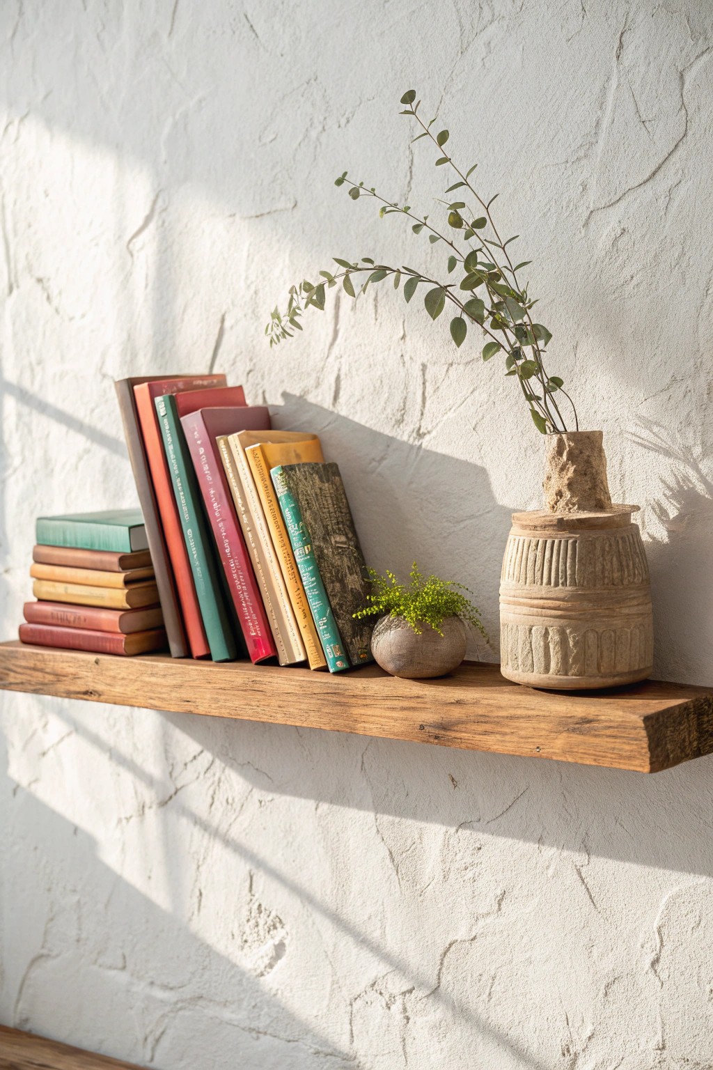 Effortlessly cozy: Display your favorite reads with style on a handcrafted floating shelf.