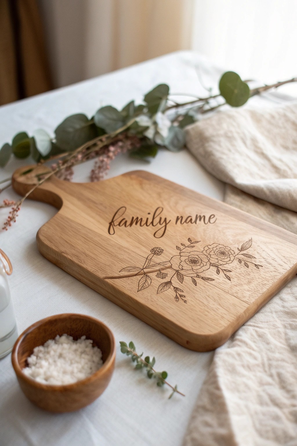 A personalized wooden cutting board – the perfect blend of craftsmanship and heartfelt gifting.