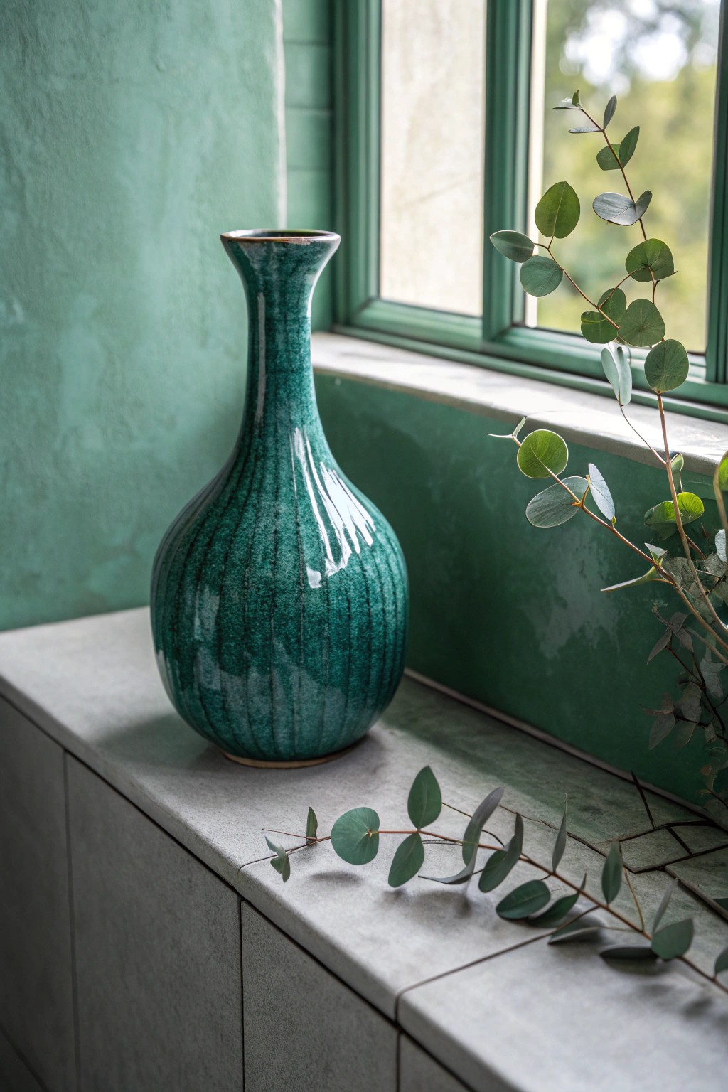 Elevate your bathroom with moody emerald green accents and artisan craftsmanship.