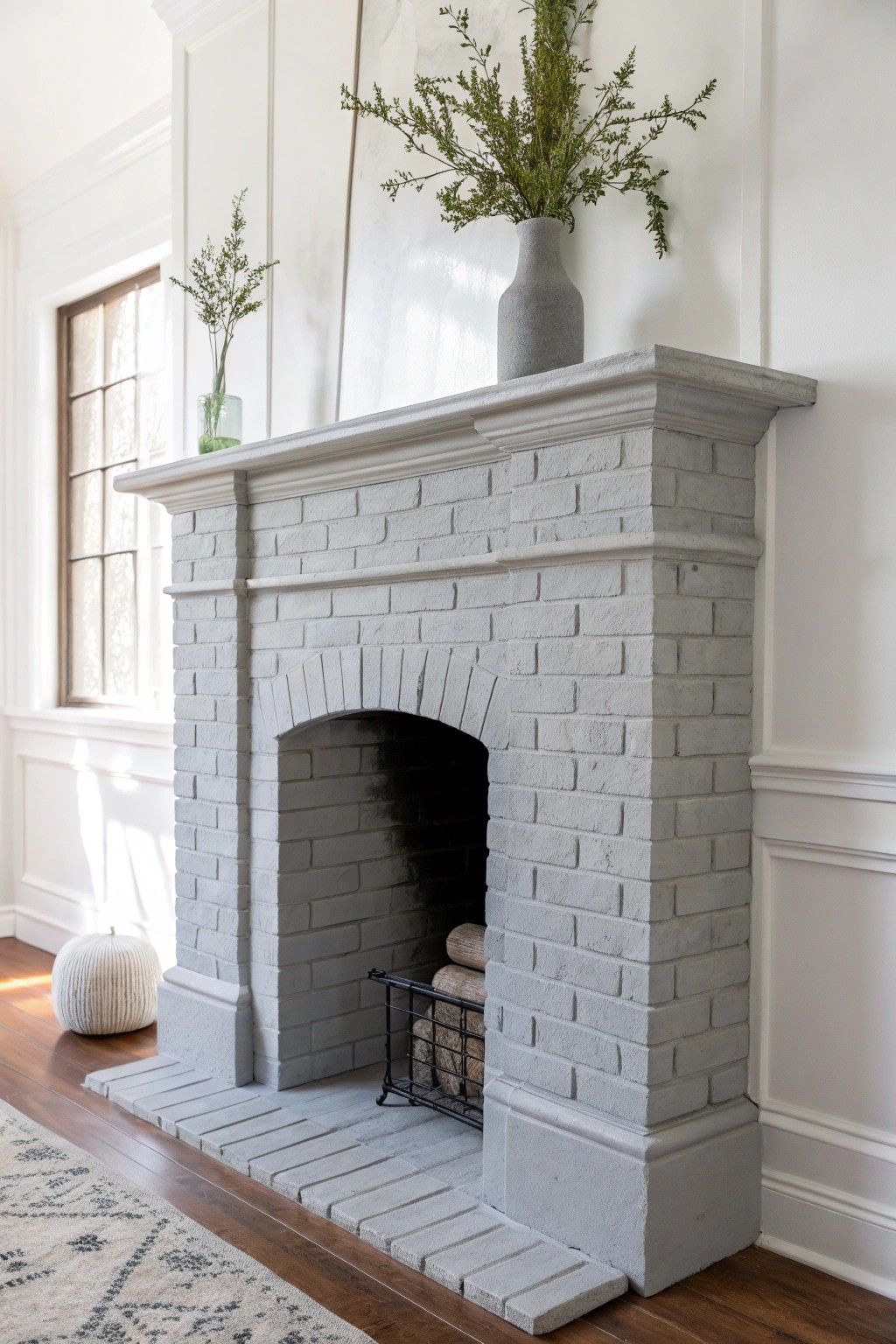 Soft gray brick—where modern minimalism meets cozy craftsmanship.