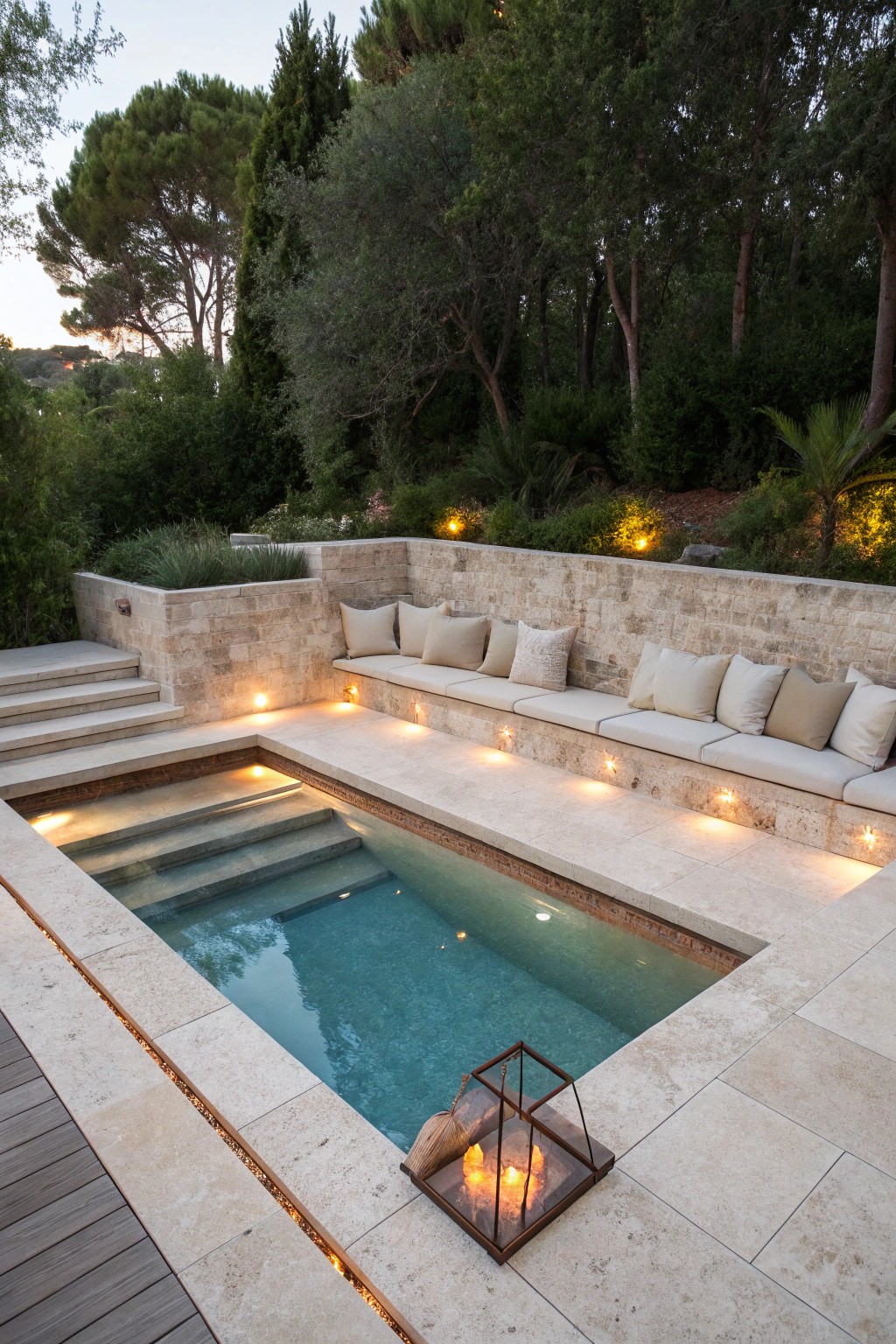 A hidden conversation pit by the pool—where cozy nights and good company meet natural elegance.