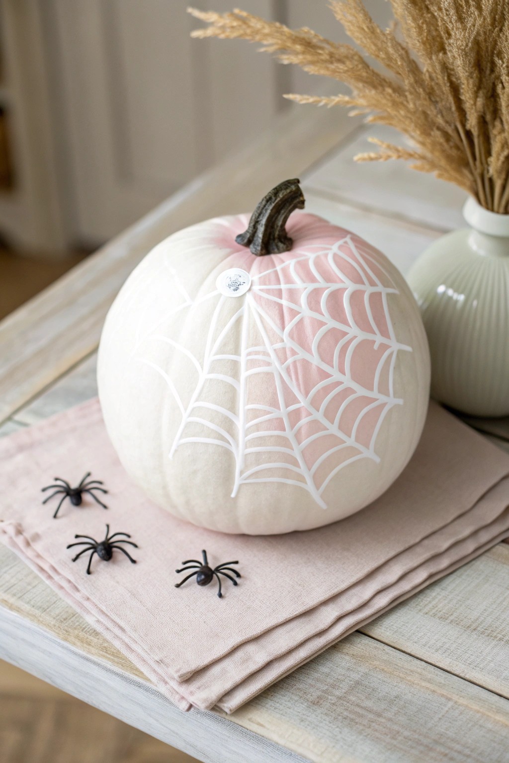Minimalist Spider Web Pumpkin: Autumn magic with a stylish, spooky twist.