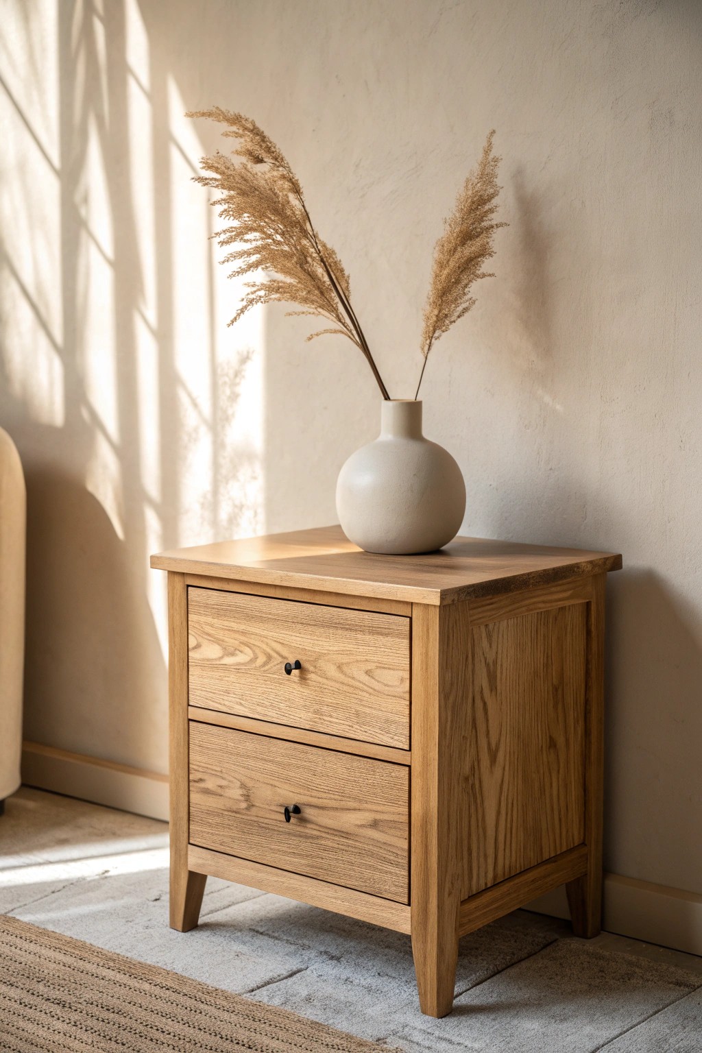 Serene simplicity: a clear nightstand for a calmer, more beautiful space.