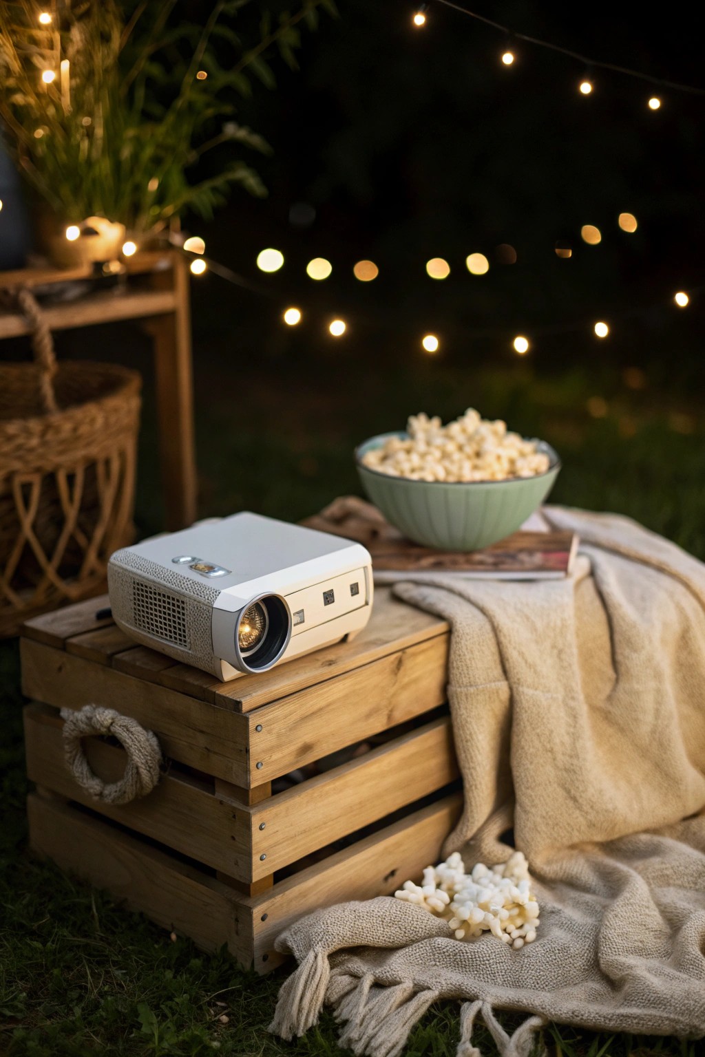 Create movie night magic under the stars with simple, beautiful touches.