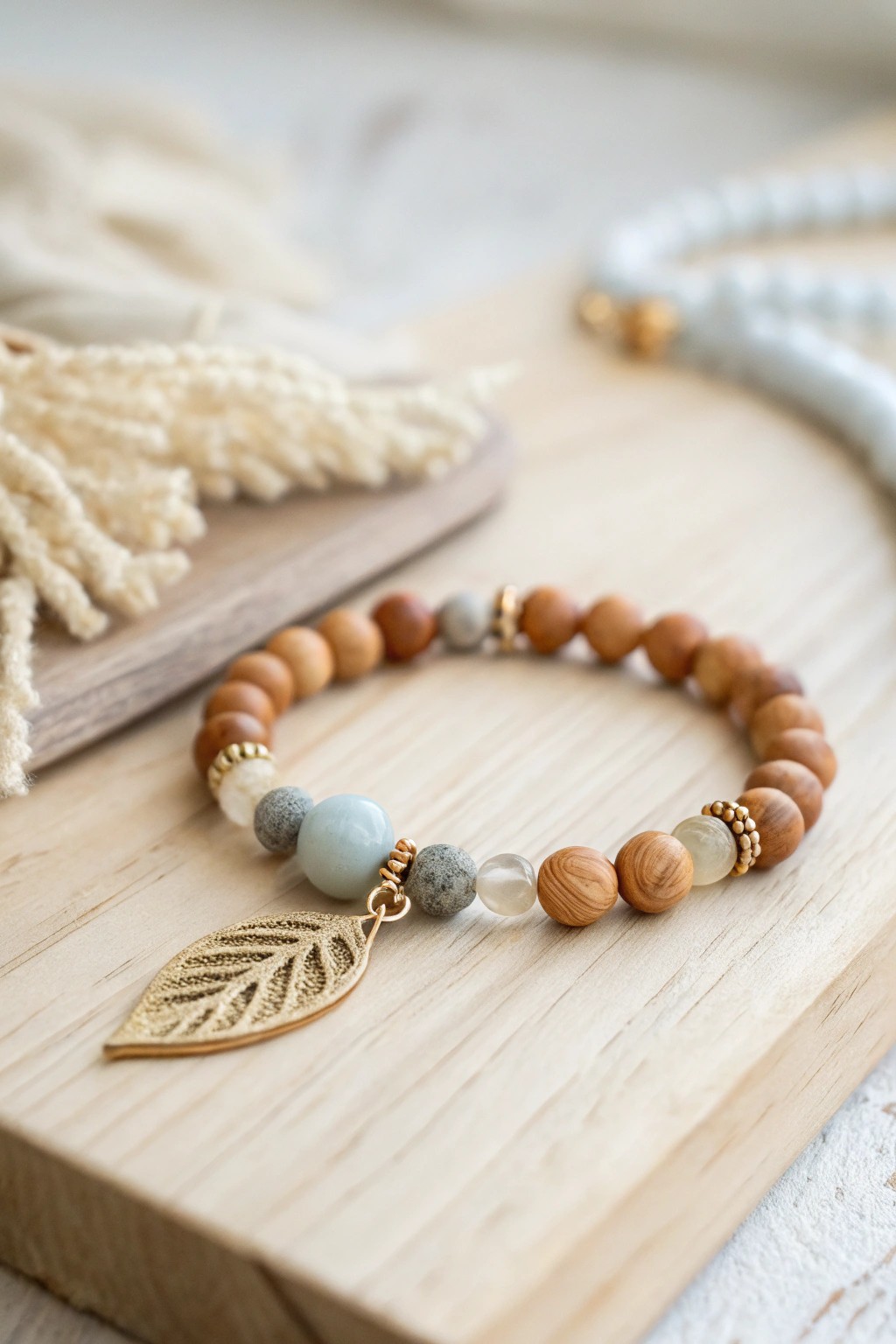 Earthy elegance: a handcrafted beaded bracelet inspired by nature’s calm beauty.