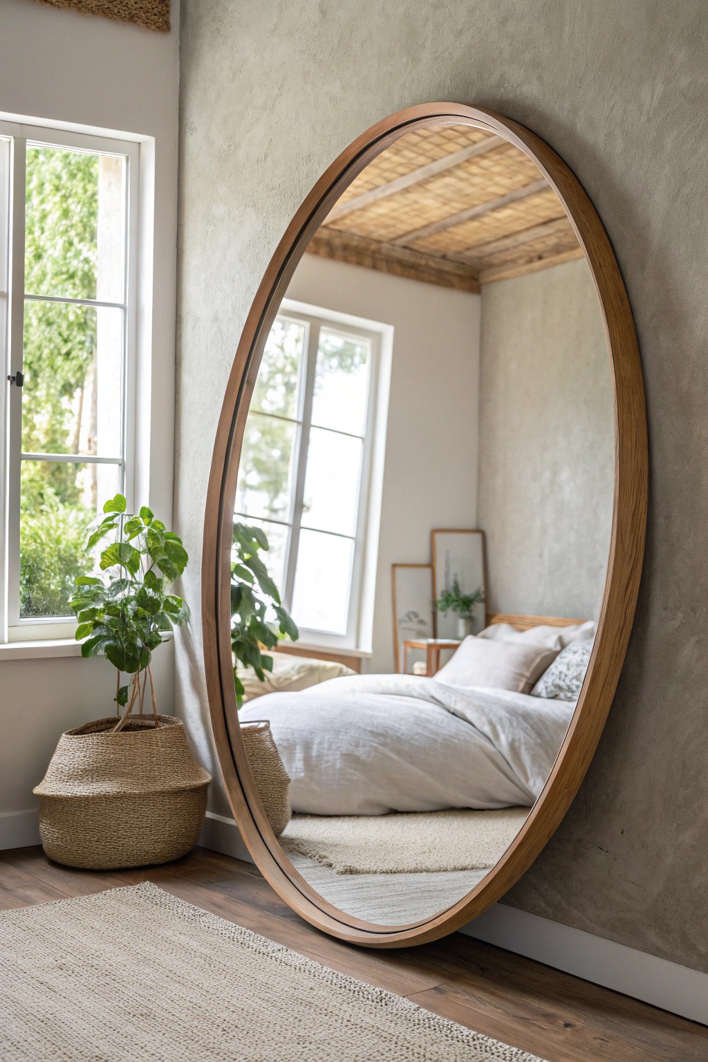 Elevate your bedroom with a statement mirror—simple, elegant, and effortlessly bright.