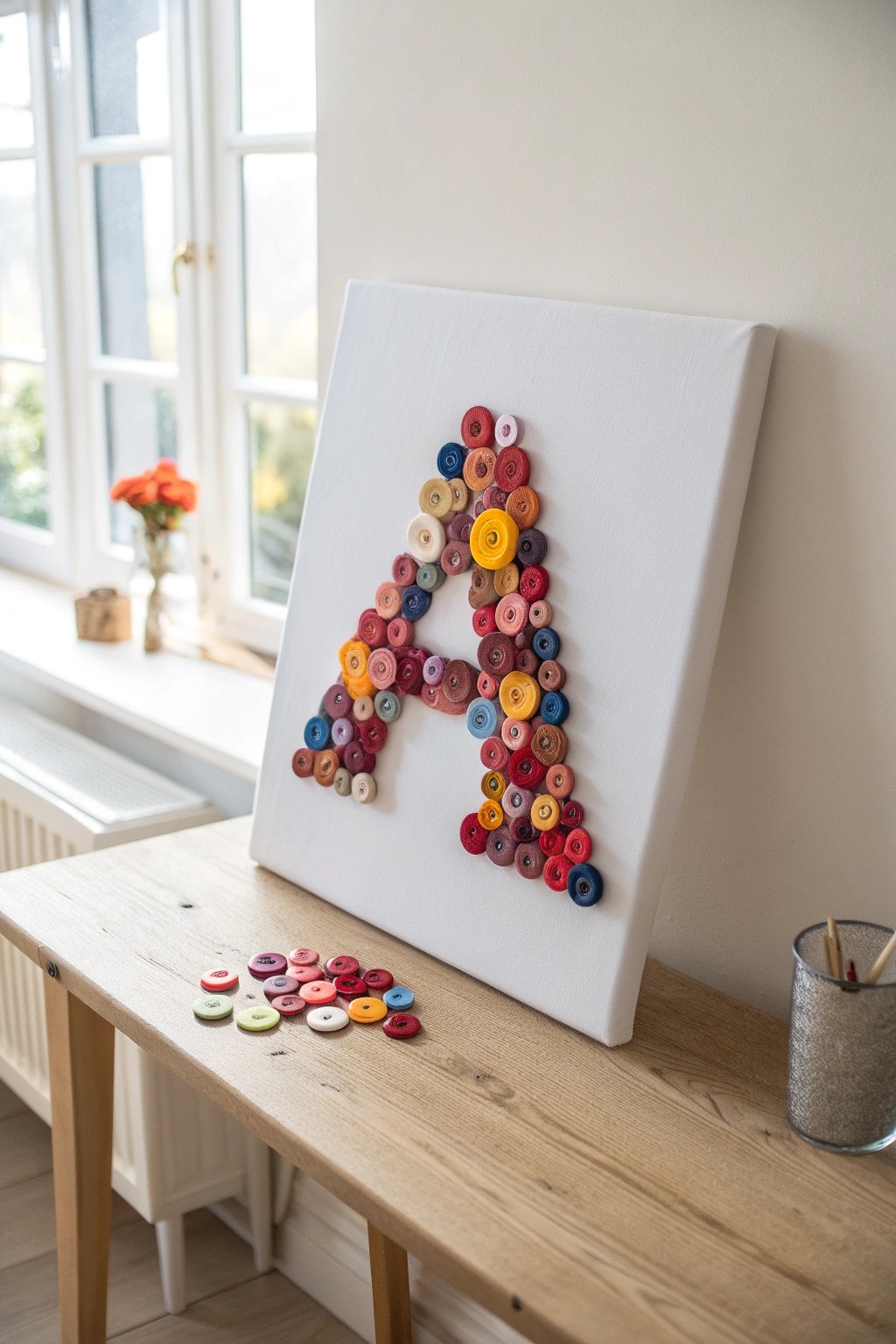 Turn your button collection into a stunning, personalized monogram masterpiece.