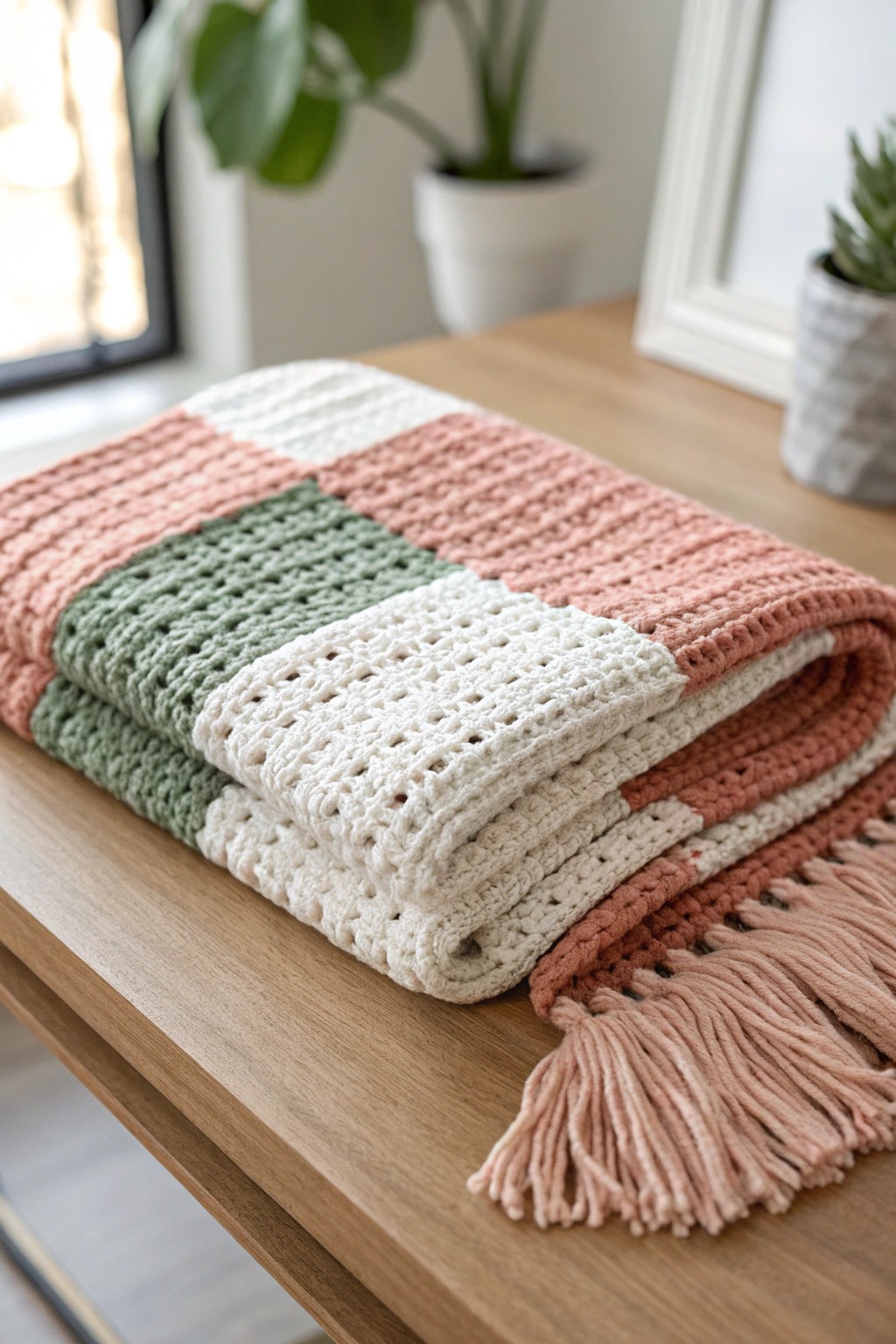 Modern block stitch: bold color, simple beauty. Perfect for stylish nurseries.