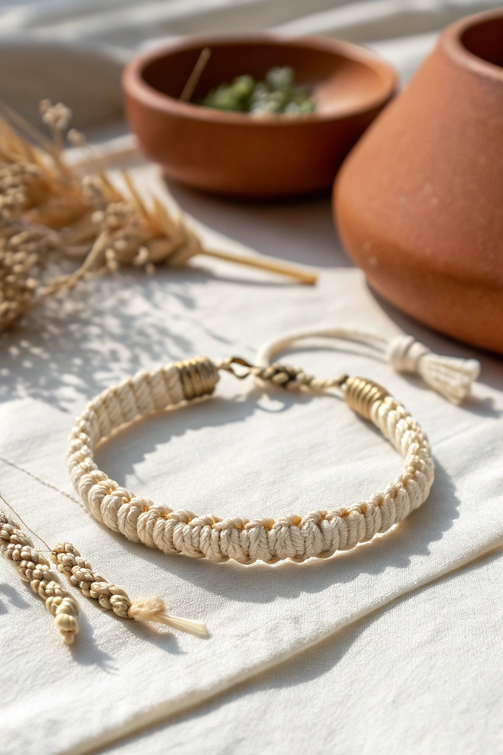 Scandi-boho macrame: A shimmering twist on friendship bracelets.