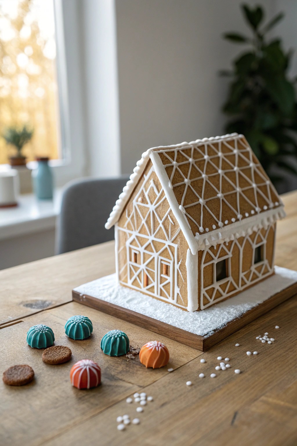 Modern minimalism meets holiday magic—chic gingerbread house inspiration for the creative soul.