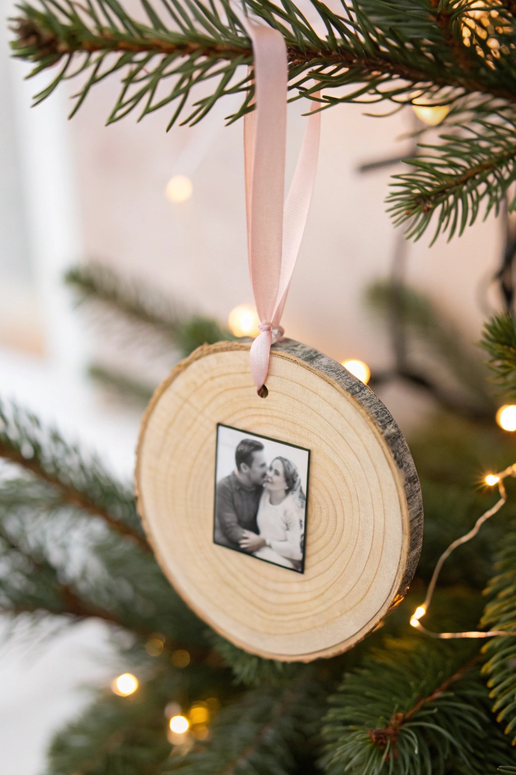 Turn memories into art: minimalist DIY photo ornament for a personal holiday touch.