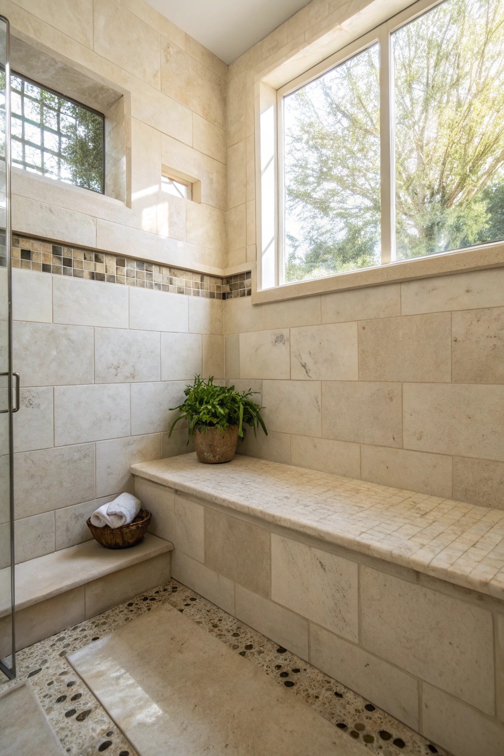Elevate your shower with a serene, built-in stone bench—where simplicity meets everyday luxury.