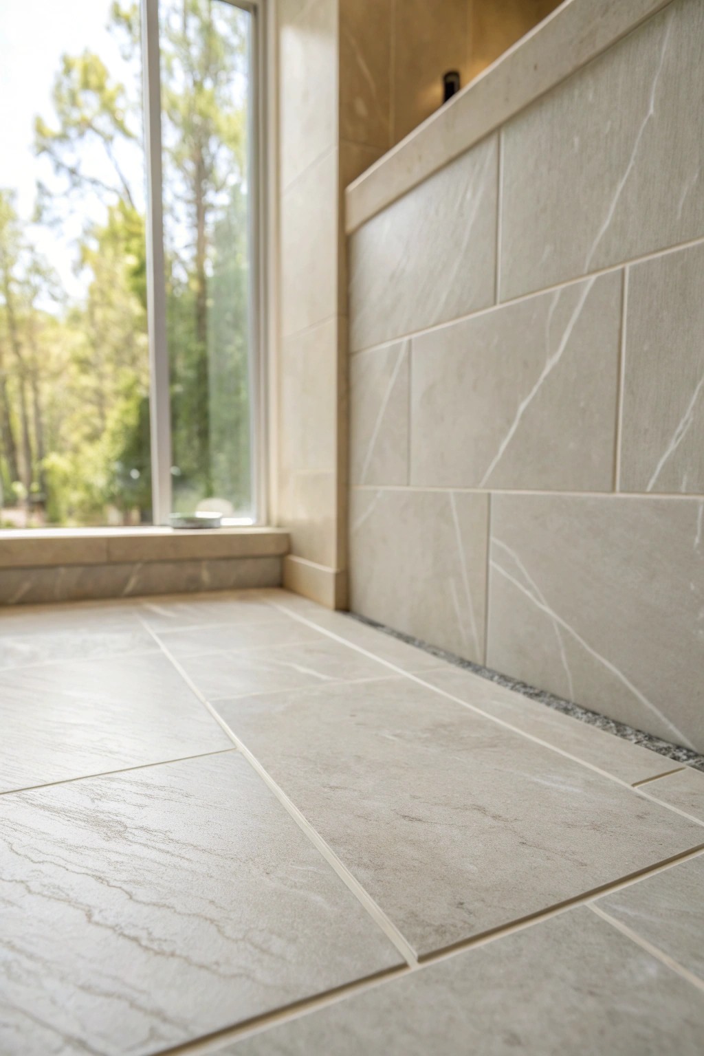 Make your small shower feel effortlessly spacious with the natural beauty of large-format tiles.