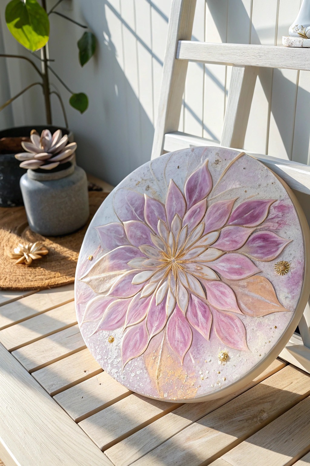 Pastel petals and gilded swirls—Scandi-boho floral pour art for dreamy spring vibes.