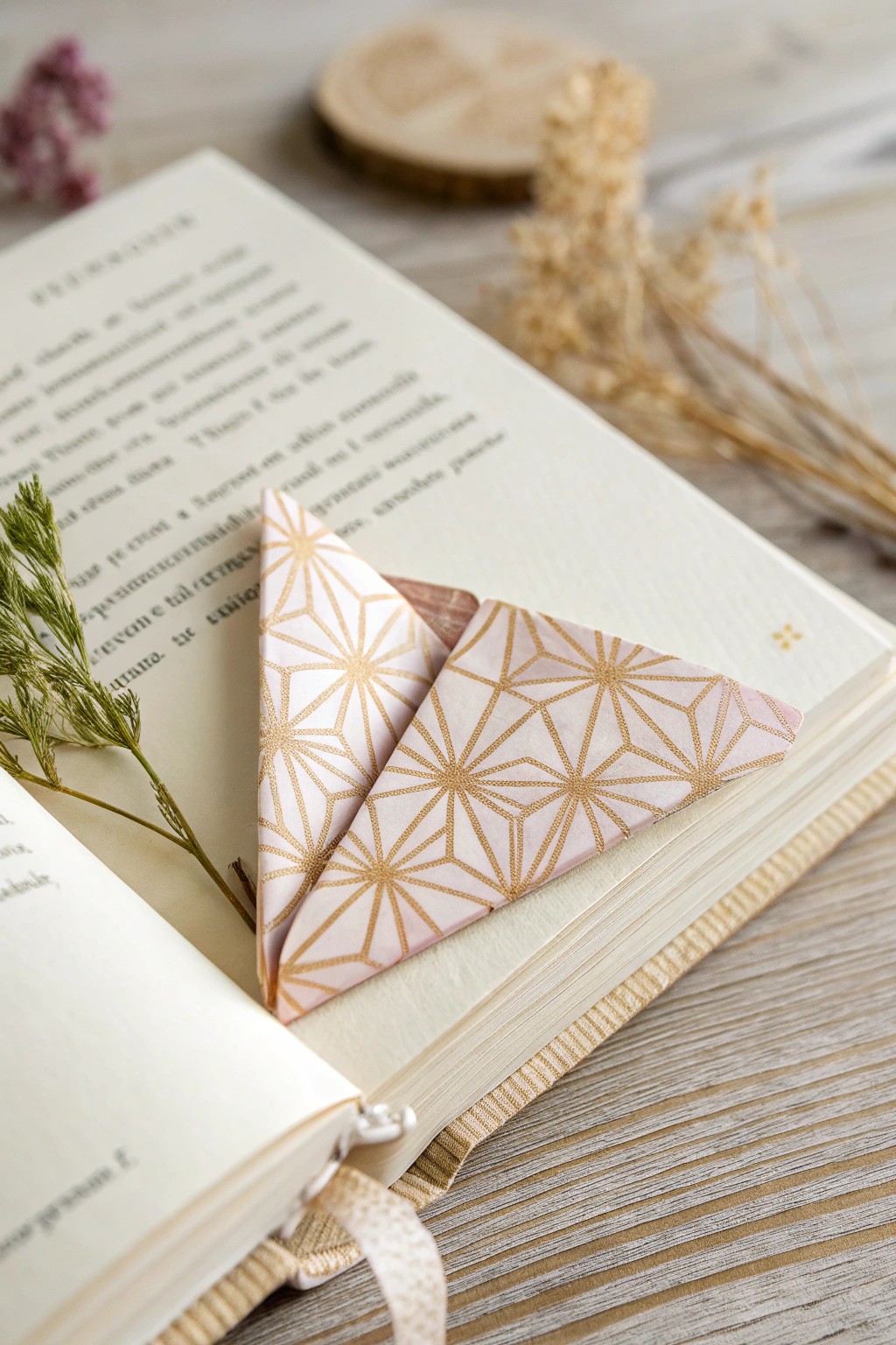 Scandinavian-inspired origami corner bookmark—where playful design meets natural elegance.