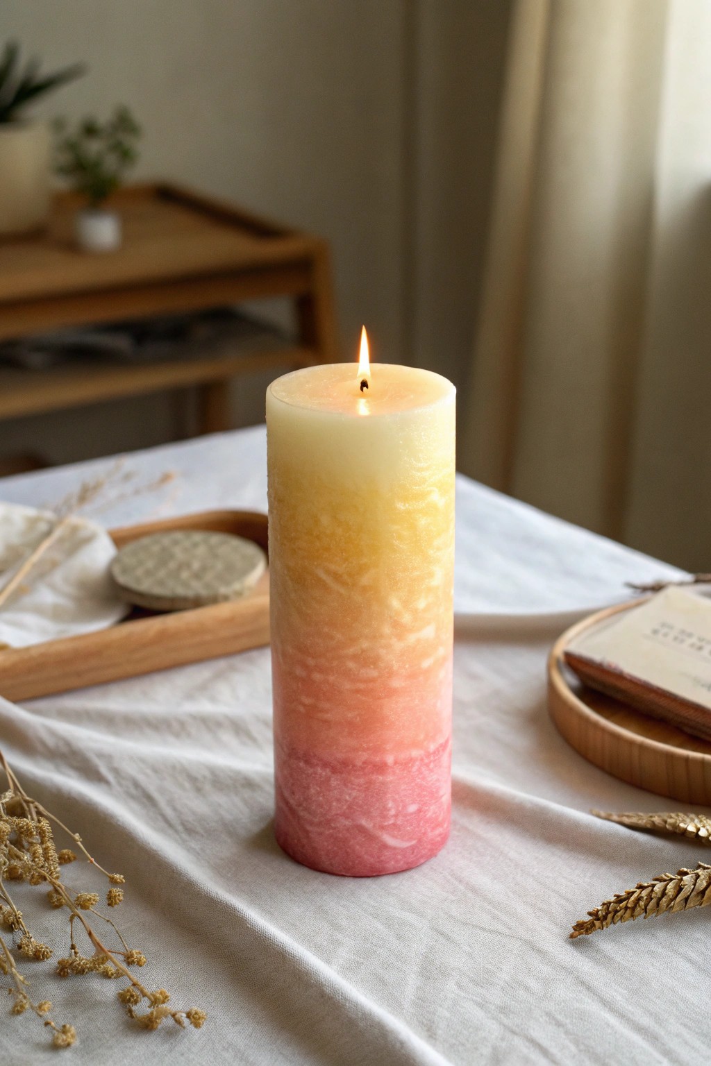 Bring a sunset indoors with this handcrafted ombre candle—where warmth, artistry, and simplicity meet.