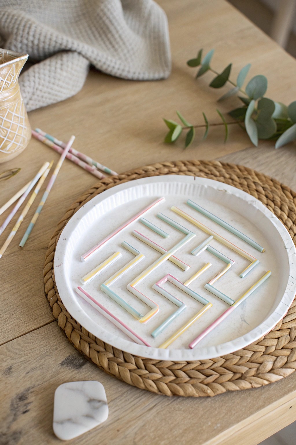 Minimalist marble maze: playful craft meets Scandinavian elegance.