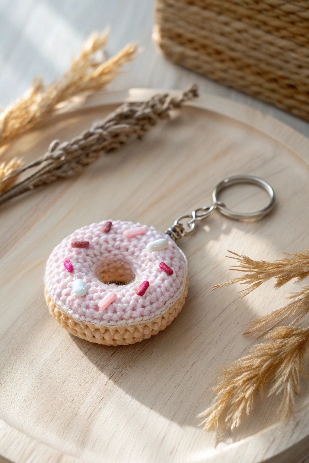Sweeten your day with a handmade crochet donut keychain—crafted with love and a dash of whimsy.