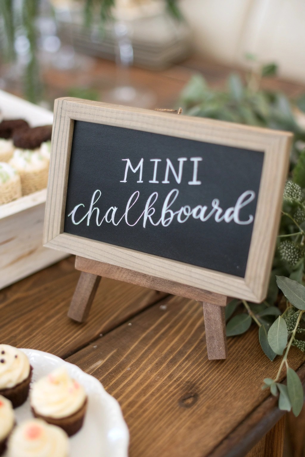 Chic chalkboard signage adds a handcrafted touch to your dessert table.
