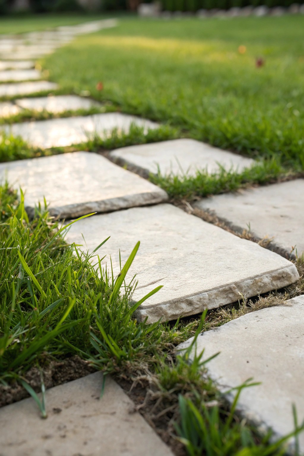 Effortless beauty: pavers with lush grass joints for a driveway that blends nature and design.