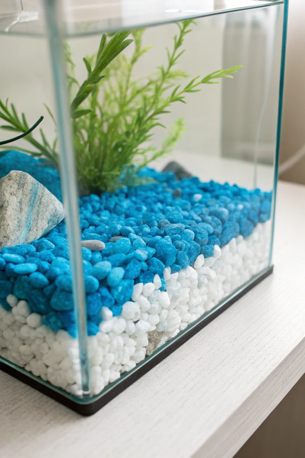 Make your tank pop with a bold blue and white substrate.