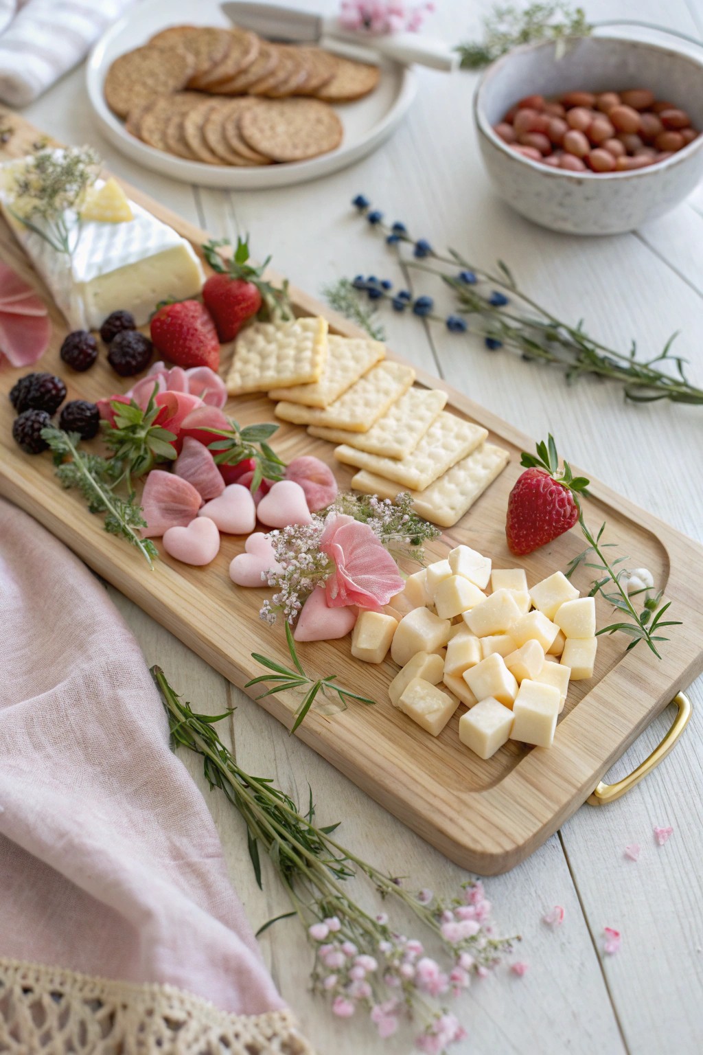 Scandi-chic charcuterie & candy board—where craftsmanship meets sweet celebration.