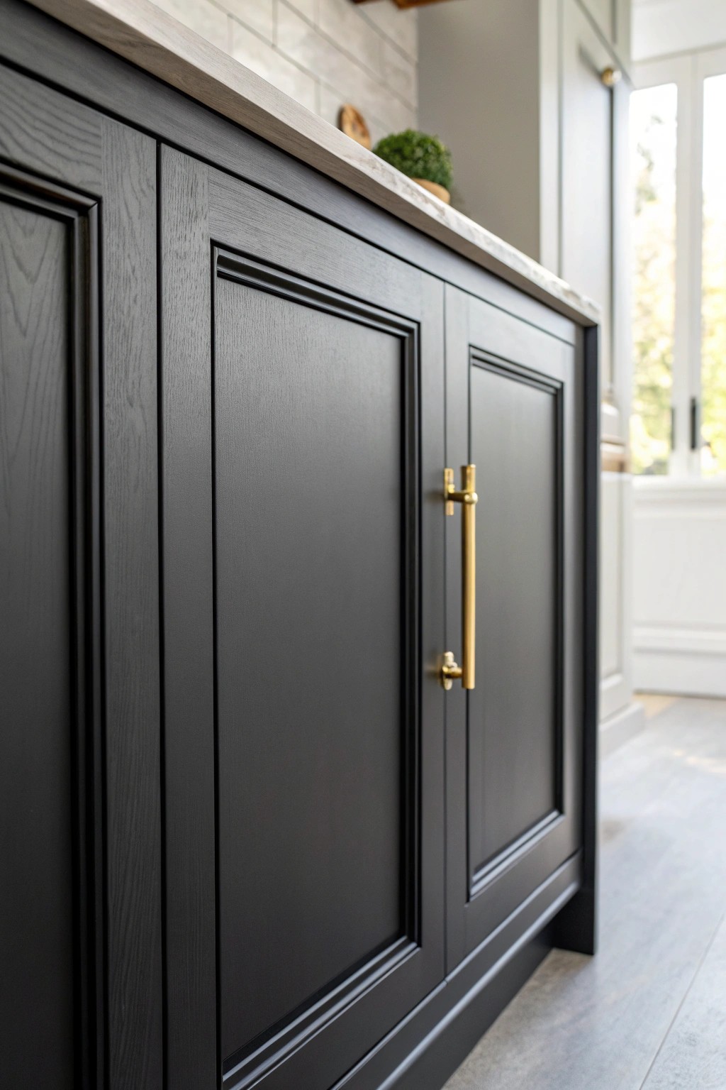Embrace bold minimalism with matte black cabinetry and artisan details.